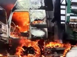 В Мелитополе подожгли грузовик