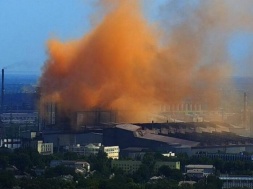 Сильный пожар на Днепровском меткомбинате