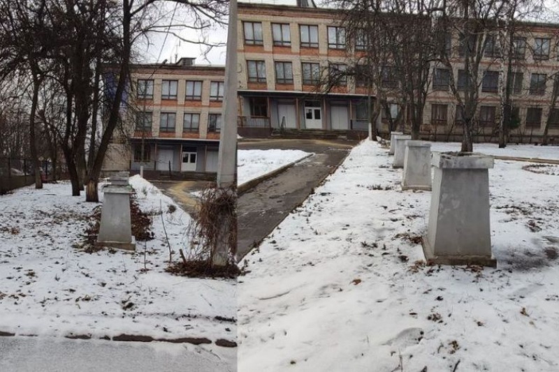 В Харькове демонтировали аллею комсомольцев-героев и закрасили «серп и молот» на зданиях