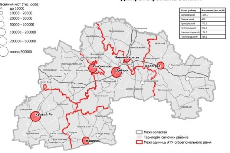Руководство Днепропетровщины дало добро на ликвидацию 70% районов области